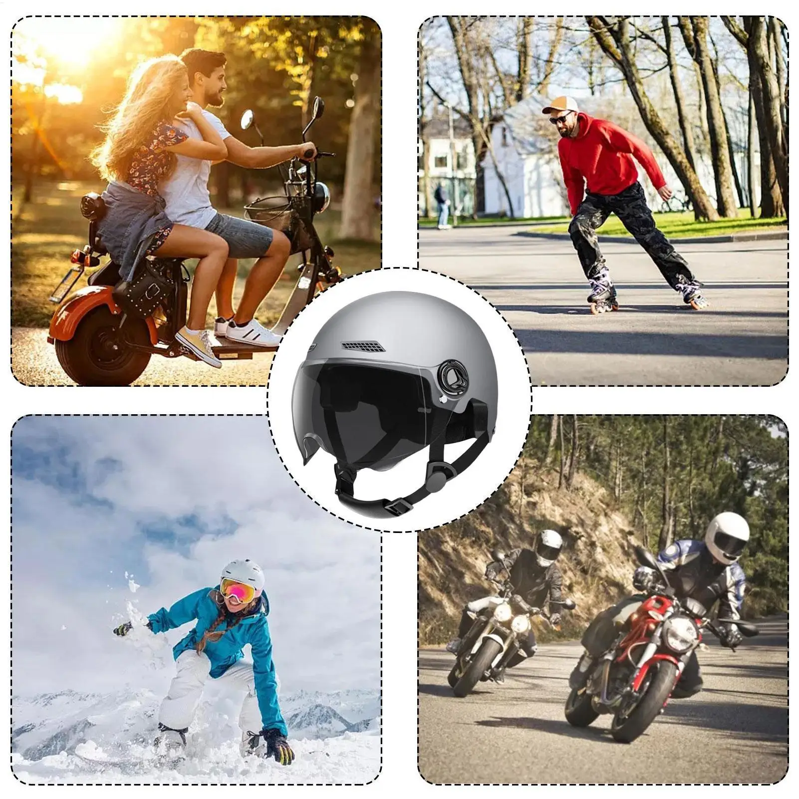 

Motorcycle Helmet For Men Women Classic Retro Scooter Vintage Half Helmet Head Protection With Sun Visor Quick Release