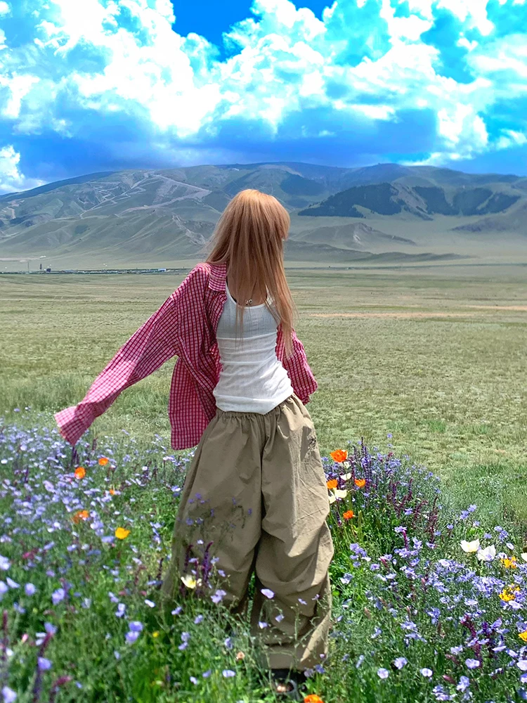 

NECOYEP свободные широкие повседневные брюки в американском стиле ретро для мужчин и женщин, свободные повседневные простые брюки длиной до пола, молодежные витали Sle