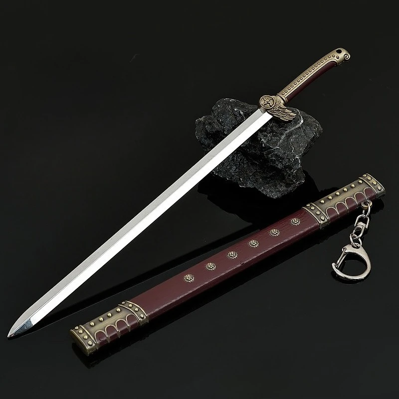 Juego de dragones gemelos Great Tang de 22cm, escape periférico en el suelo, espada antigua, armas, modelo, accesorios de Cosplay, artesanías de Metal, regalos para niños, Juguetes