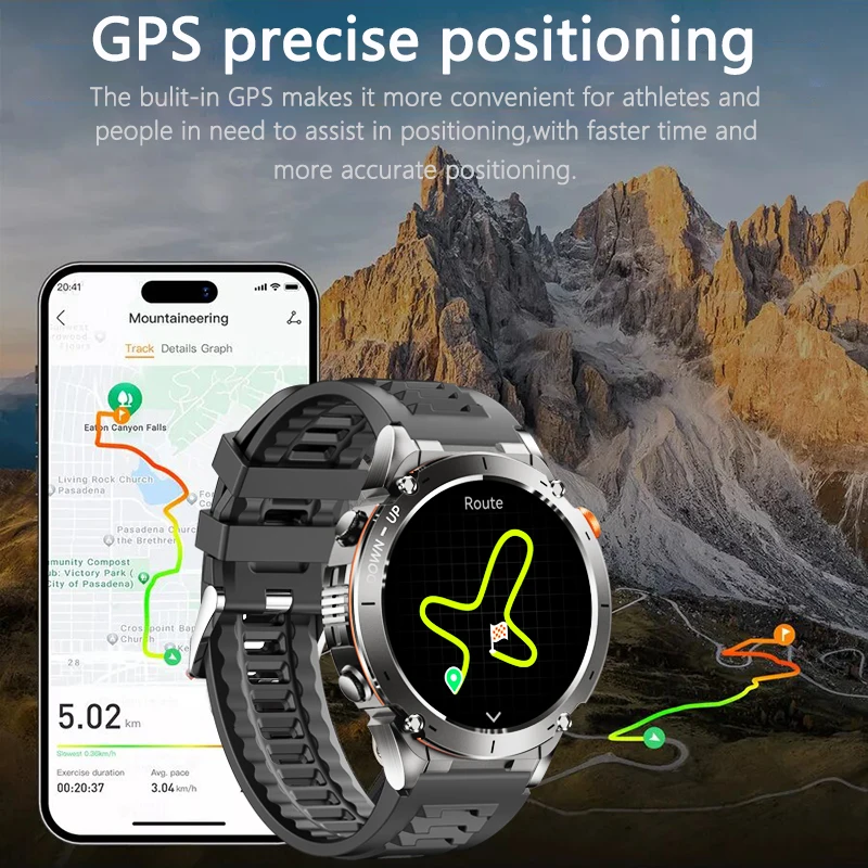 2025 Outdoor Military GPS Smart uhr Männer 3ATM Wasserdichte Bluetooth Anruf 730 mAh Kompass Fitness Smartwatches Für Xiaomi Huawei