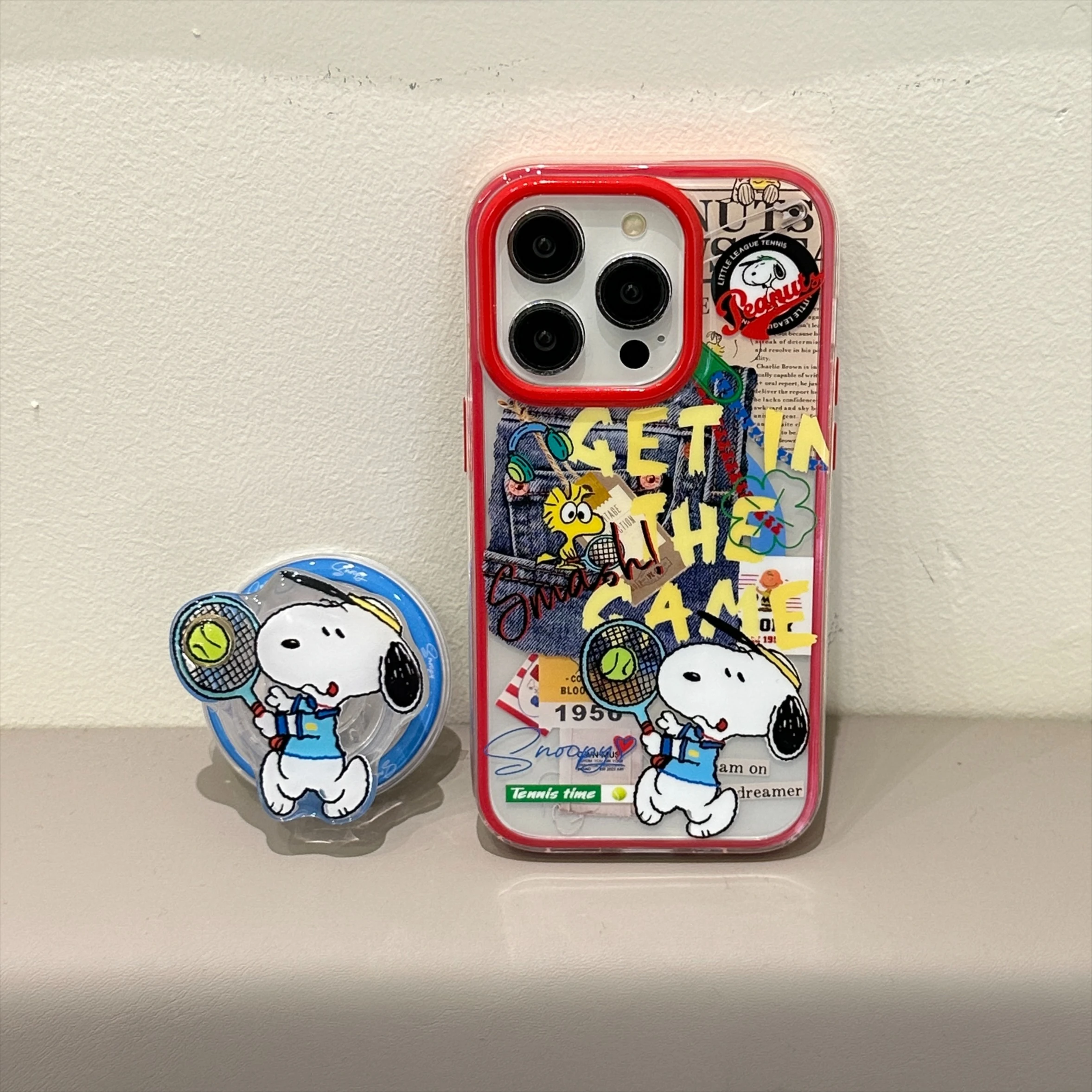

Cute Cartoon Snoopy Magnetic Bracket Mobile Phone Case for IPhone 16ProMax 16 15 14 13 ProMax Phone Case