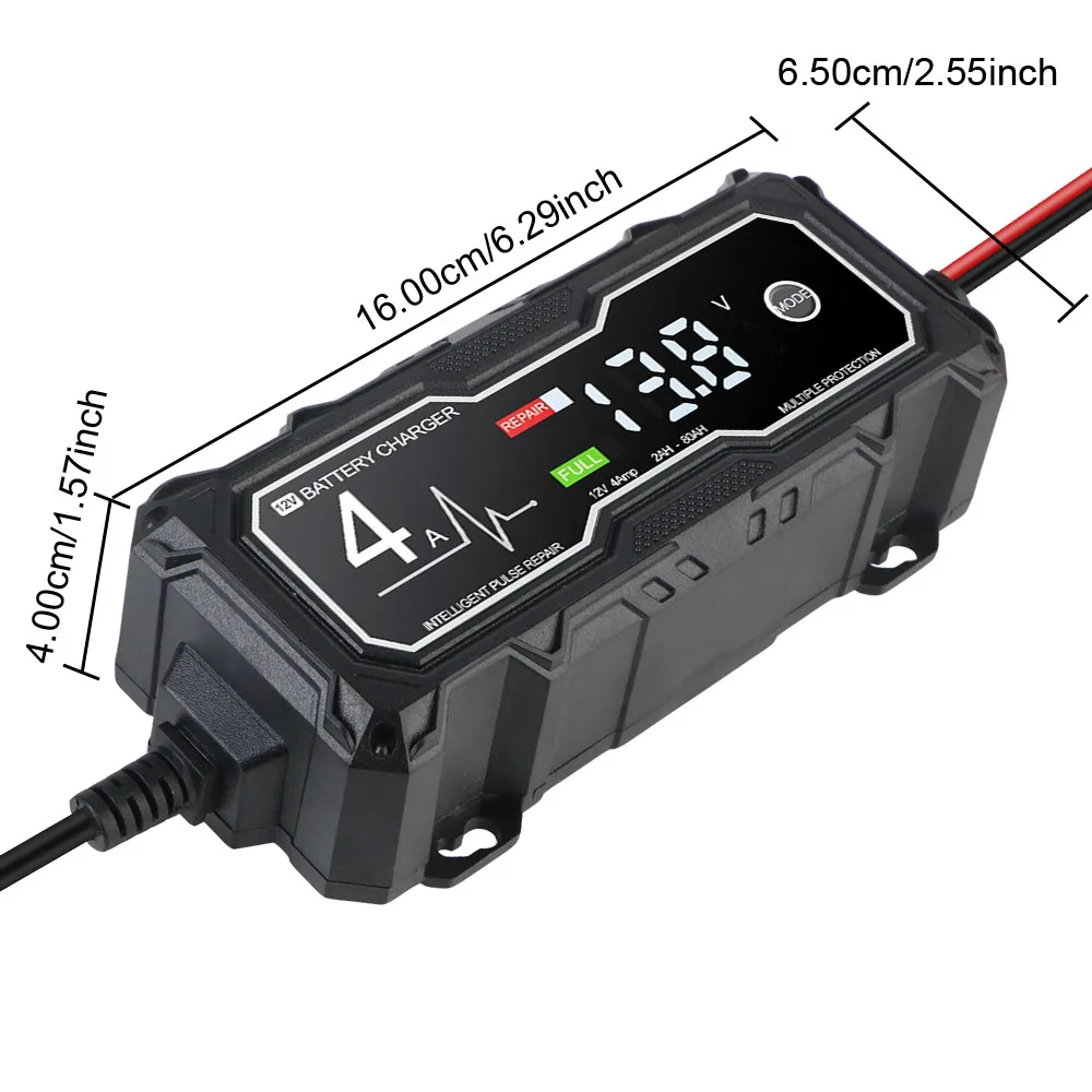 LCD Display Pulse Repair AGM Battery Charger Car Motorcycle Battery Charger Multiple protection 12V 4A Intelligent Chargers