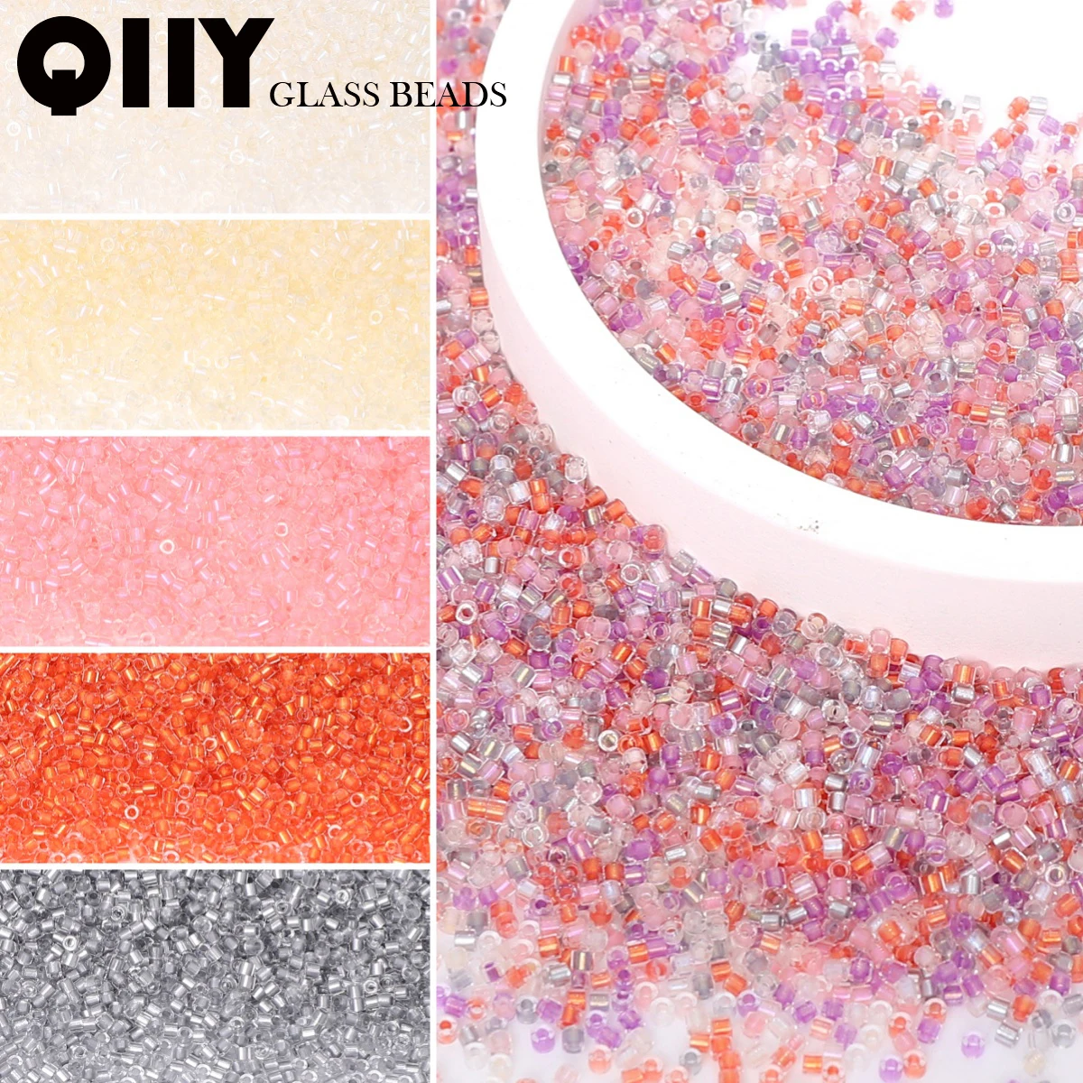 

50 г в упаковке, высококачественные цветные стеклянные бусины-цилиндры 1,6 мм с блестками для рукоделия и украшения ожерелий