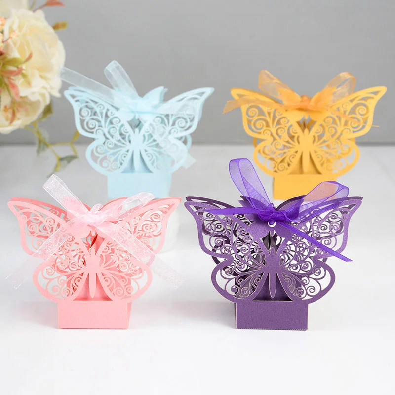 

10pcs Hollow Butterfly Candy Box Chocolate Gift Packing Box Kids Birthday Party Decoration Supplies Wedding Party Favor Wrapping