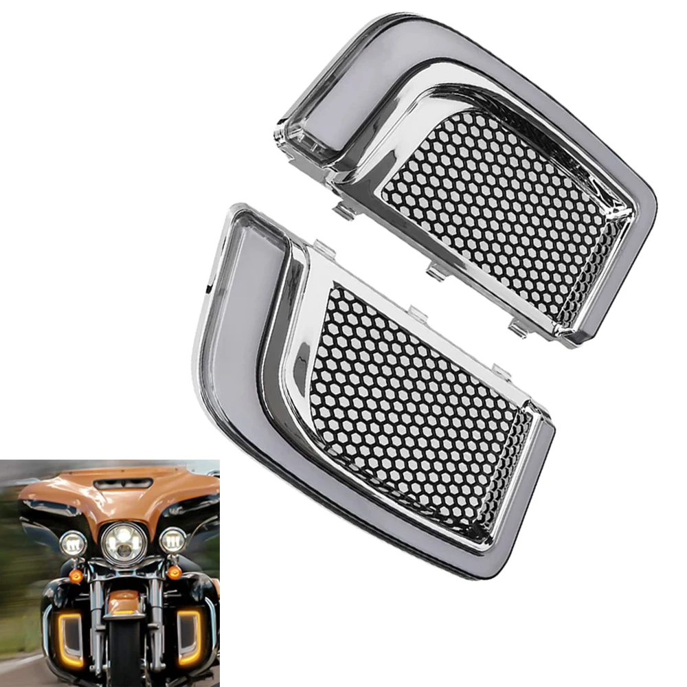 2Pcs LED Fairing Lower Grills Turn Signal Runing Light For Harley Touring 2014-2023 Motorcycles Led Lights Moto Accessories