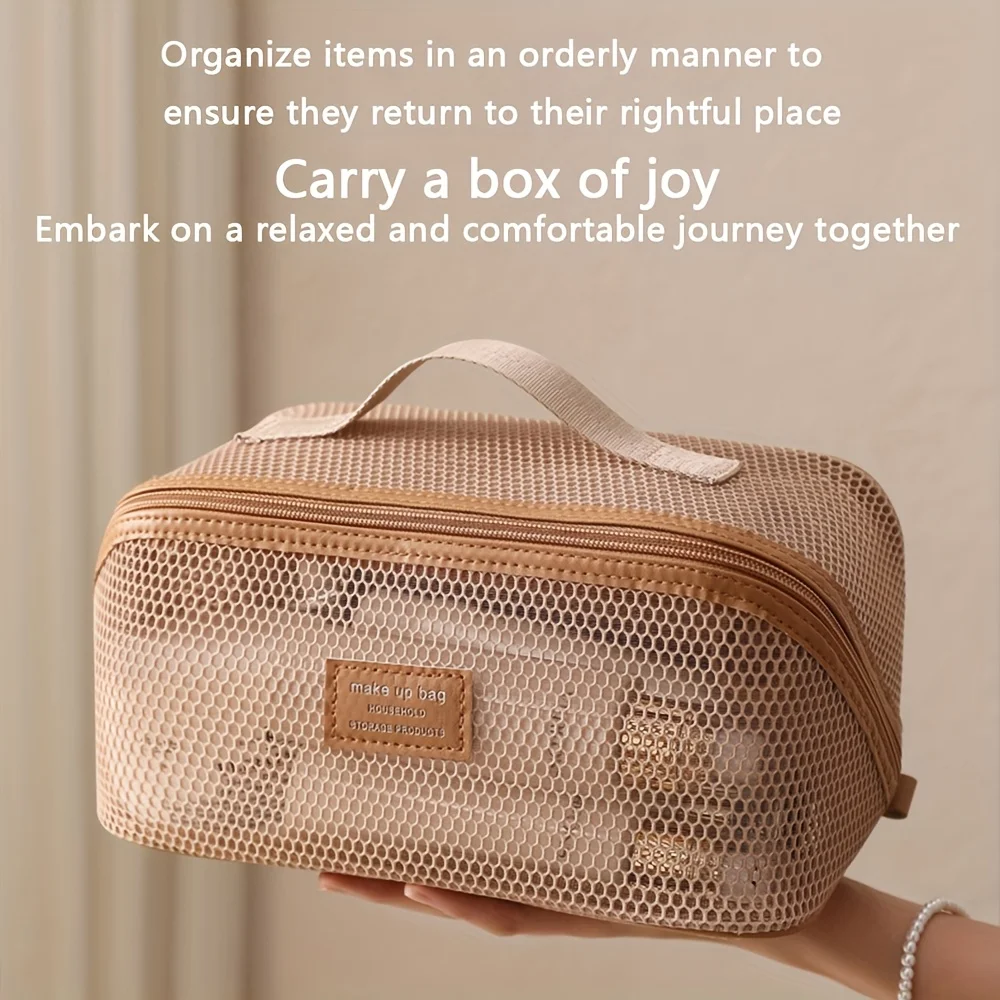 Makeup Organizer Female Toiletry Kit Bag Make Up Case Storage Pouch Luxury Lady Box, Cosmetic Bag, Organizer Bag For Travel Zip image 3