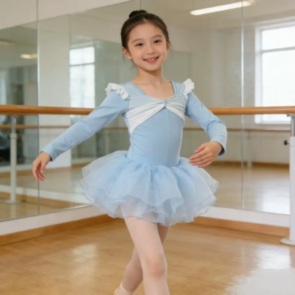 

New Long Sleeve Gymnastics Leotard Fall Ballet Dancewear Child Professional Training Bodysuit Exam Performance Ballet Leotards