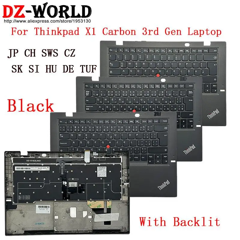 Backlit Keyboard With Palmrest Upper Case C Cover for Lenovo Thinkpad X1 Carbon 3rd Gen 3 Laptop JP CH CZ SK SI HU DE TUF QWERTZ