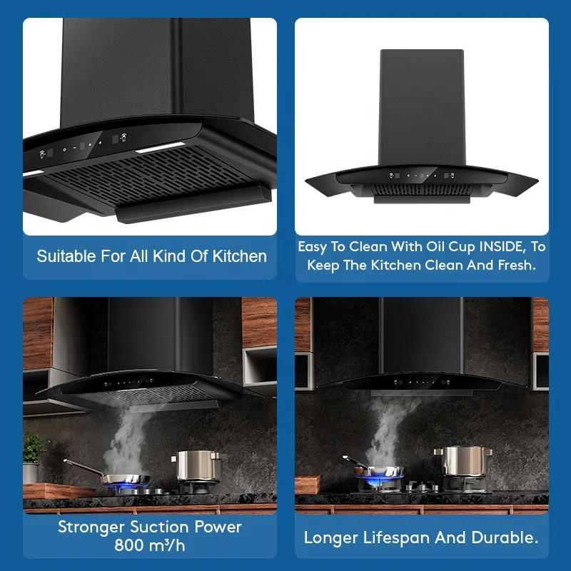 그린텍 H210 침니 스테인리스 스틸 바디 레인지 후드 쿠커 후드