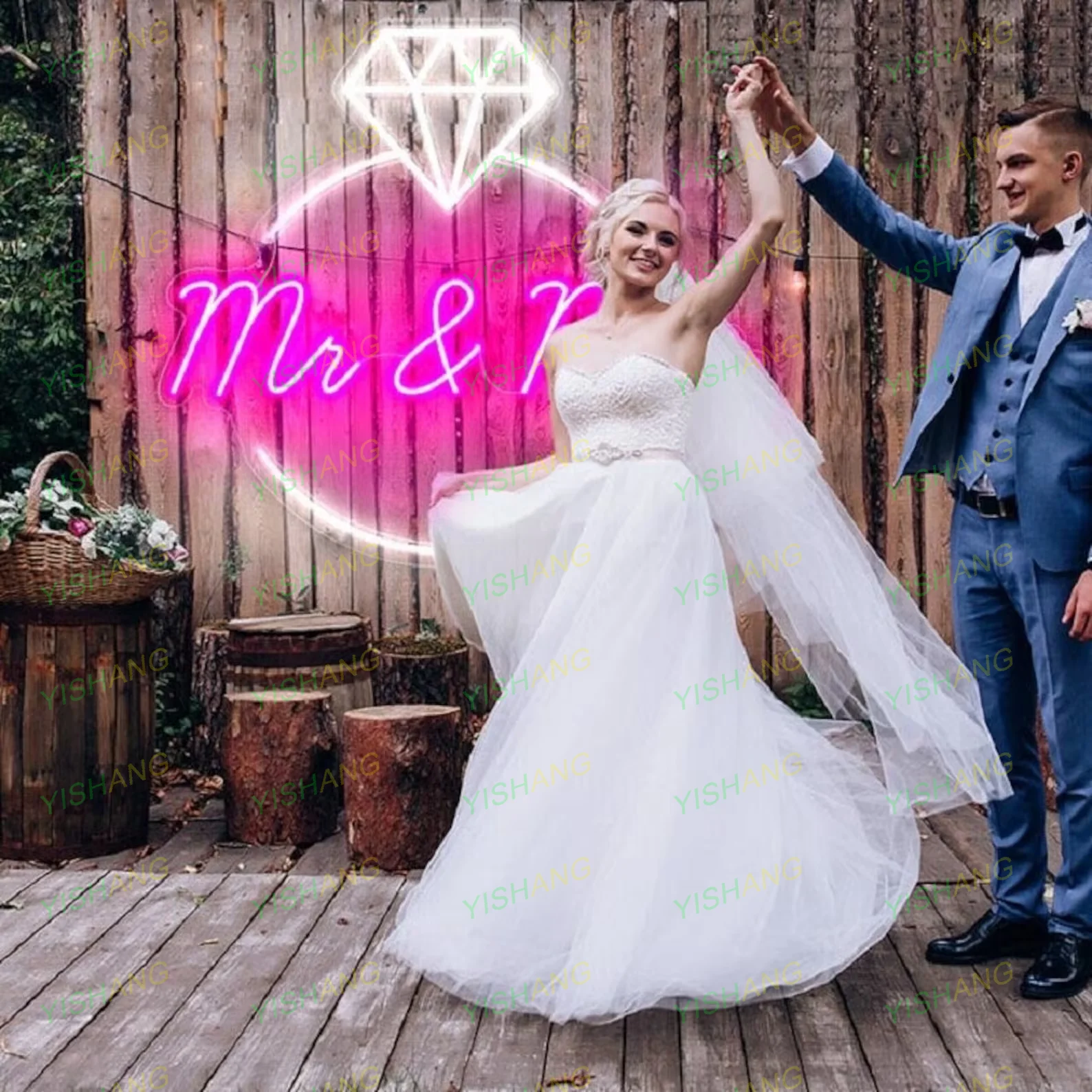 Mr & Mrs Diamond Ring Neon Sign Custom Wedding LED Neon Sign Light Home Wall Decor Engagement Party Backdrop Decoration Personal