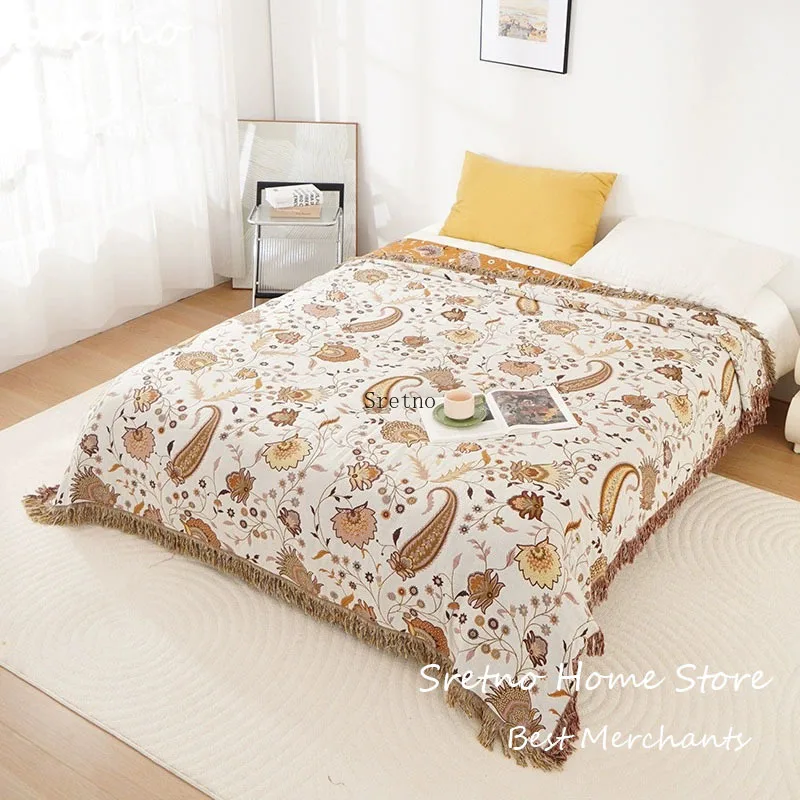 SRETNO Nordic Pure Cotton Sofas Cover Throw Blankets Double Sided Bed Bedspread Summer Thin Quilt Room Decoration Towel Blankets