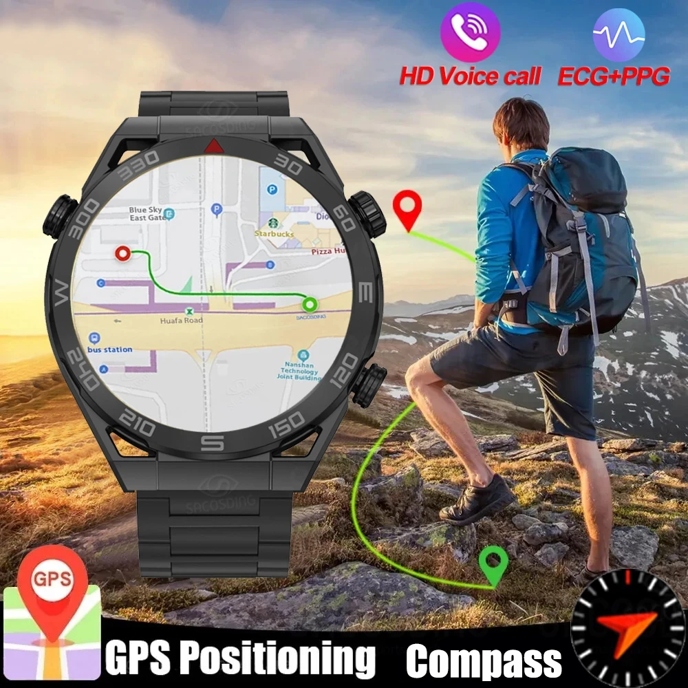 

2024 Watch NFC Compass GPS Smart Watch Men AMOLED Screen Heart Rate Sports Bluetooth Call Bracelet Waterproof SmartWatch For Men