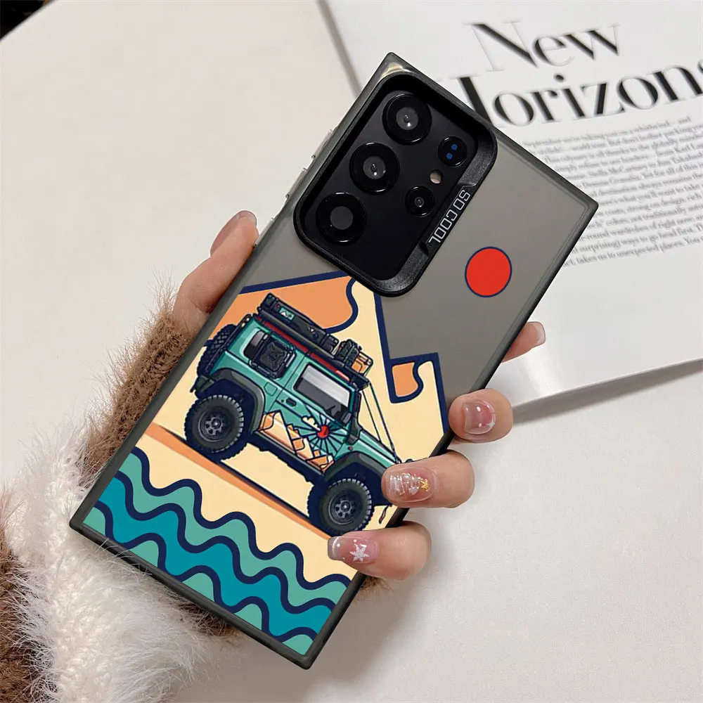Silver IMD Shockproof Phone Case For Samsung Galaxy A71 A72 A73 A56 A55 A54 A53 A52 A52s A51 A50 4G 5G Cartoon Car Pattern Cover view 4