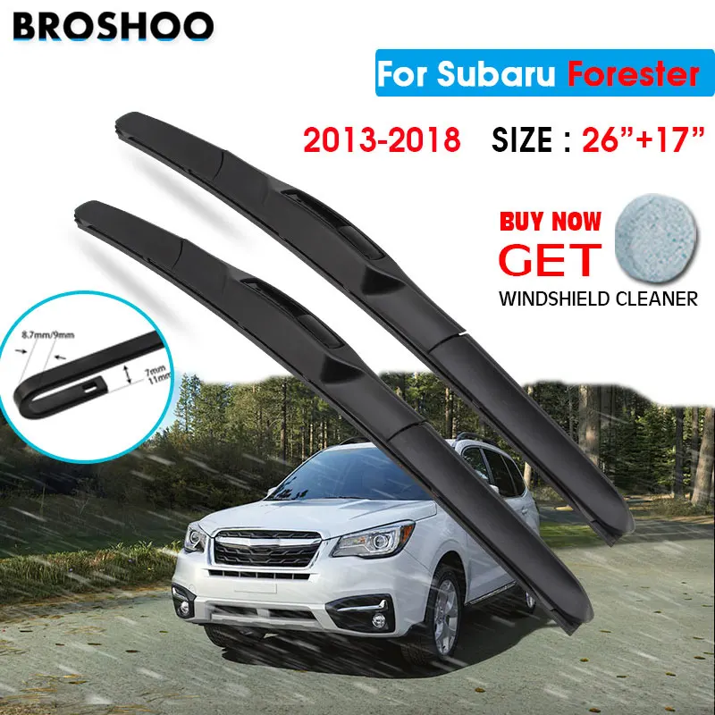 

Car Wiper Blade For Subaru Forester 26"+17" 2013-2018 Auto Windscreen Windshield Wipers Blades Window Wash Fit U Hook Arms