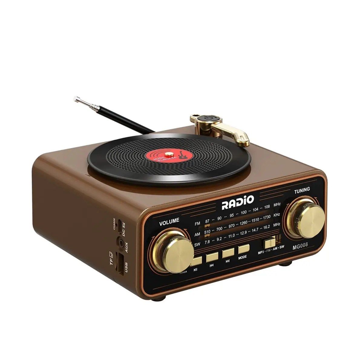 X14A& Retro Vinyl Player Style Radio Bluetooth Speaker, Portable AM/FM/SW Radio with Wireless Streaming,Vintage Decor for Home