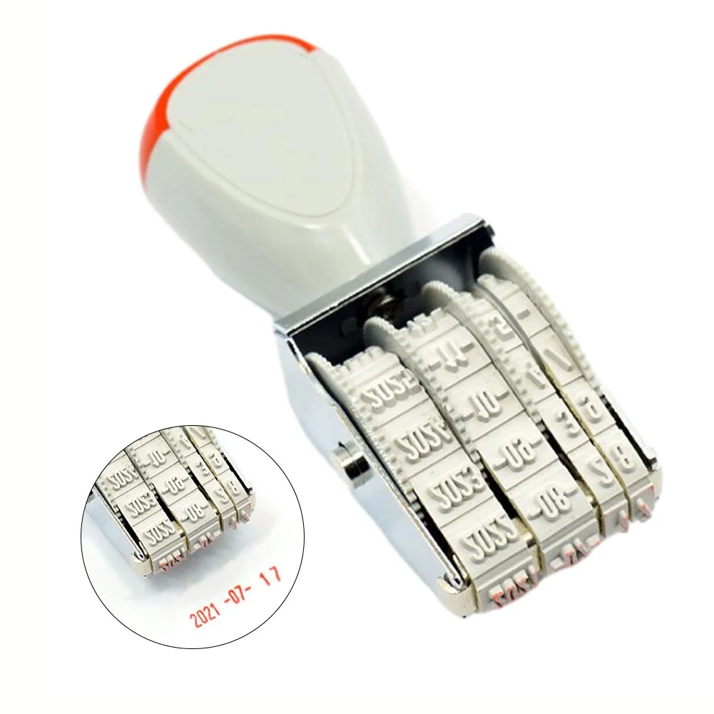 Cute Date Stamp Date Stamp Planner Bussiness Adjustable Rubber Roller Stamp Ink Pad Date Diary School Stationery