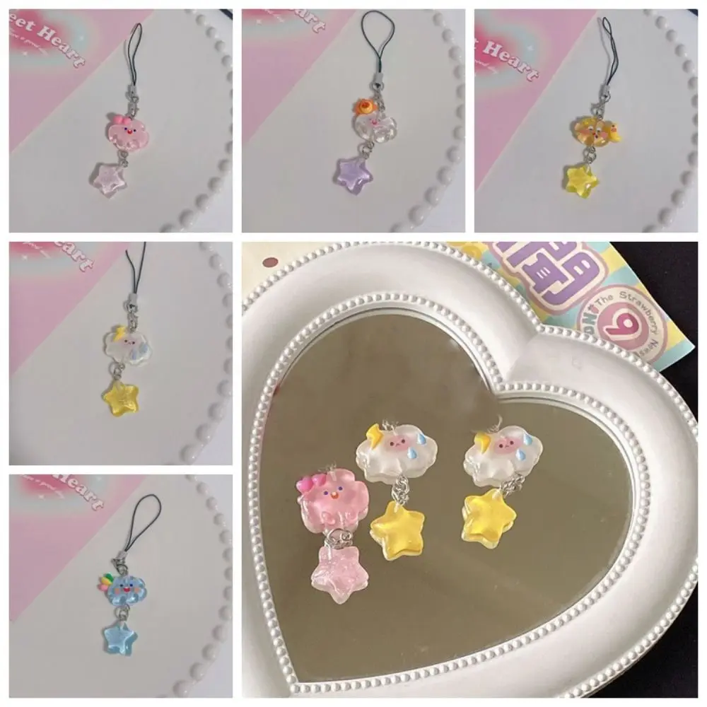 Star Starry Clouds Cell Phone Rope Sweet Girls Korean Style Resin Clouds Phone Chains Resin Candy Color