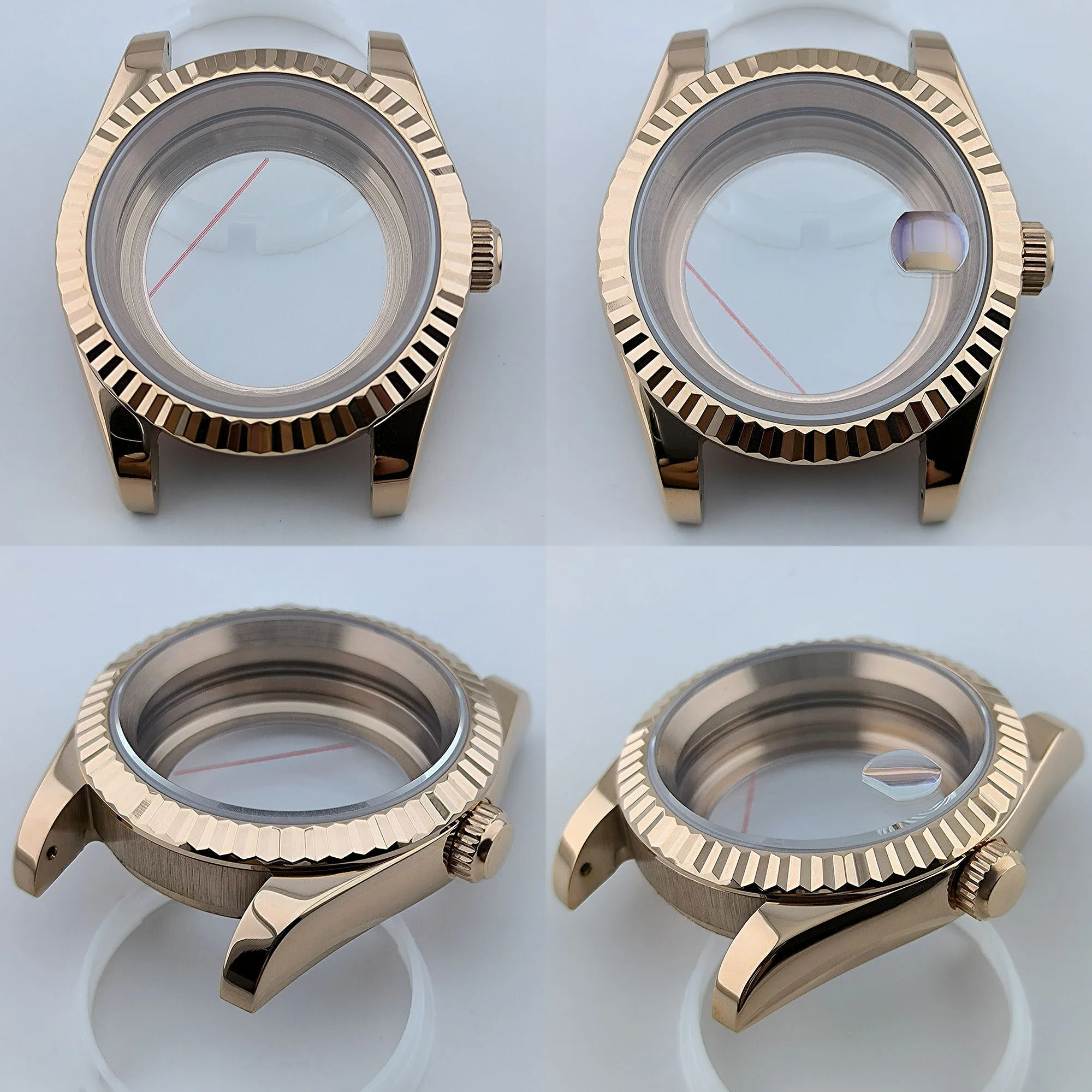 Cassa in oro rosa Cassa per orologio Oyster da 36 mm o 39 mm con accessori per orologi in cristallo di zaffiro per cassa NH35 con movimento NH35/NH36