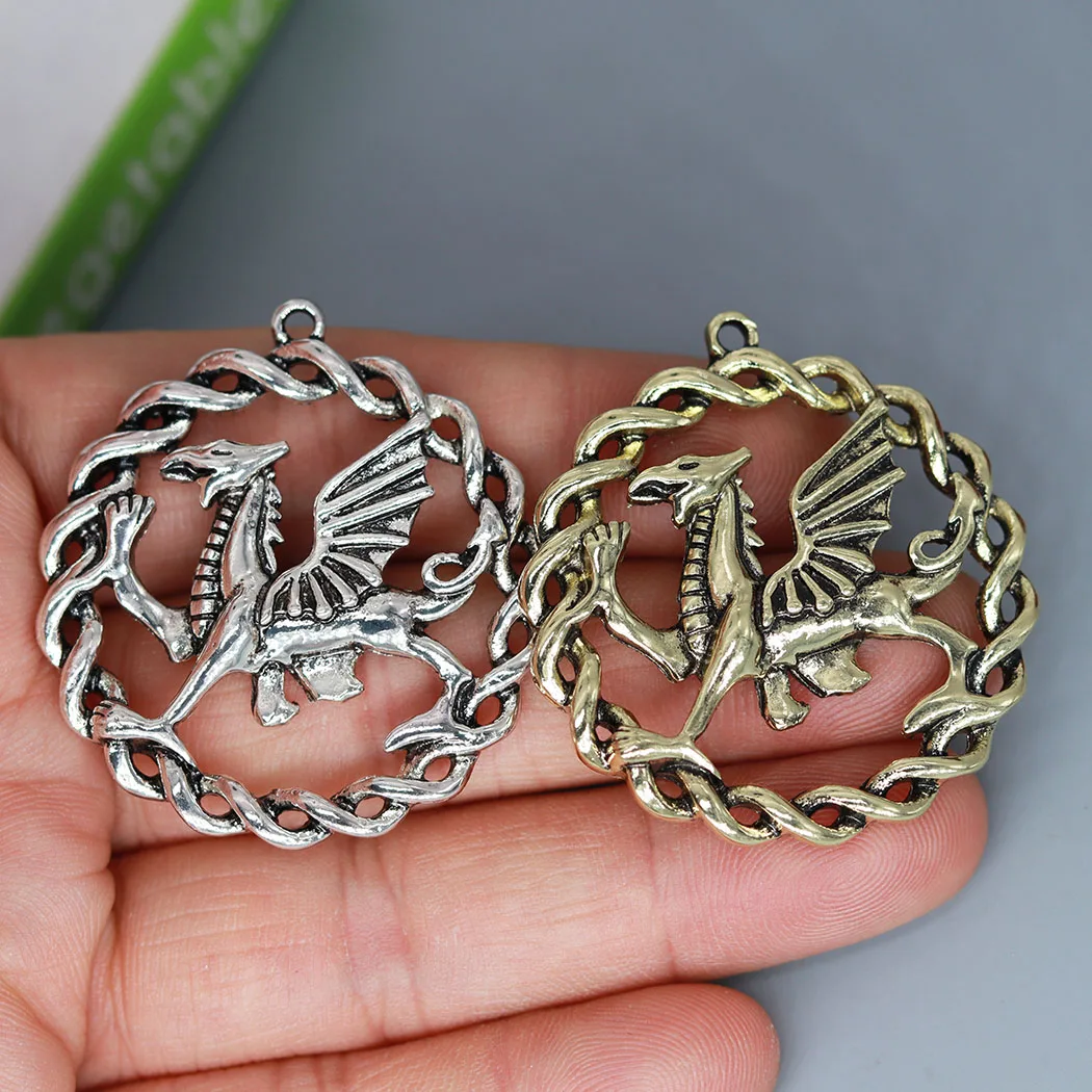 3pcs/Lot Border Pewter Heraldic Cryptid Charm Guardian Angel Pendant for DIY Jewelry Making Necklace Earrings Handmade Material