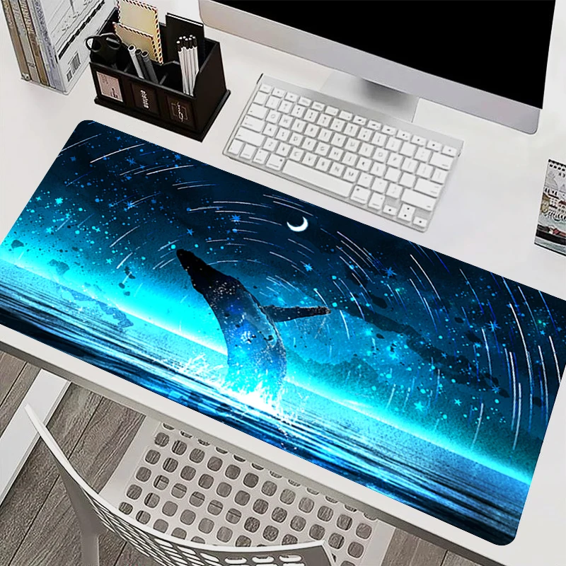 Office Mouse Pad Gamer High-quality rubber Computer Desk Mat Blue carpet kawaii Gaming Accessories Cloud Whale Extended Mousepad
