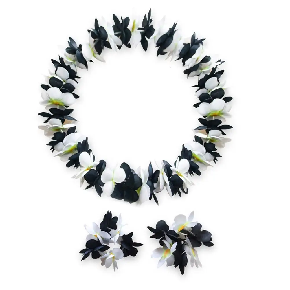 

4 Pcs Set Artificial Flower Lightweight Comfortable Party Accessories Hawaiian Wreath Necklace Bracelet Headb Seaside