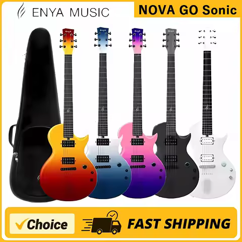 ENYA Nova Go Sonic Carbon Fiber Electric Guitar Smart Carbon Fiber Acousticwith Pickup, Case, Strap, Cable Travel Guitarra