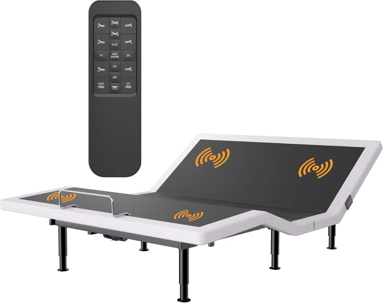 Electric Queen Adjustable Bed Frame with Massage, Wireless Remote, Head Foot Incline, USB, Underbed Light - Heavy Duty