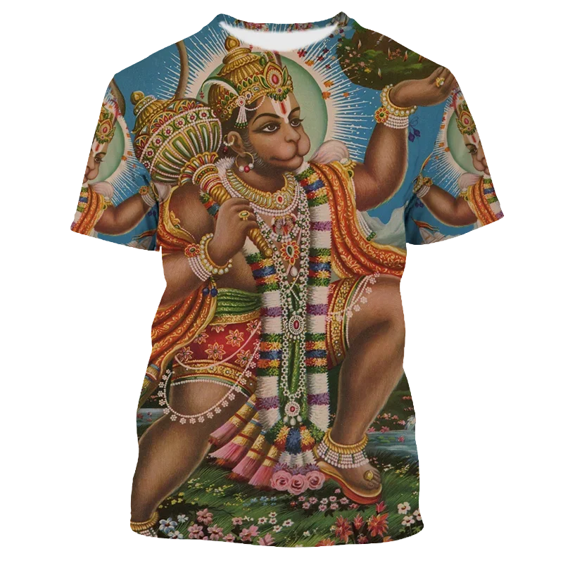 3D Hindu God Shiva Printed Ganesha Graphic T Shirt  Hanuman Casual Men T-shirts Vintage Tops 90s Aesthetic YK2 T-shirty