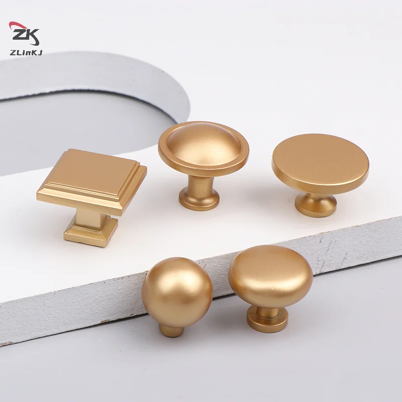 1pc Metal Furniture Handles For Cabinet And Drawer Golden Round Nordic Luxury Wardrobe Dresser Pull Door Knobs