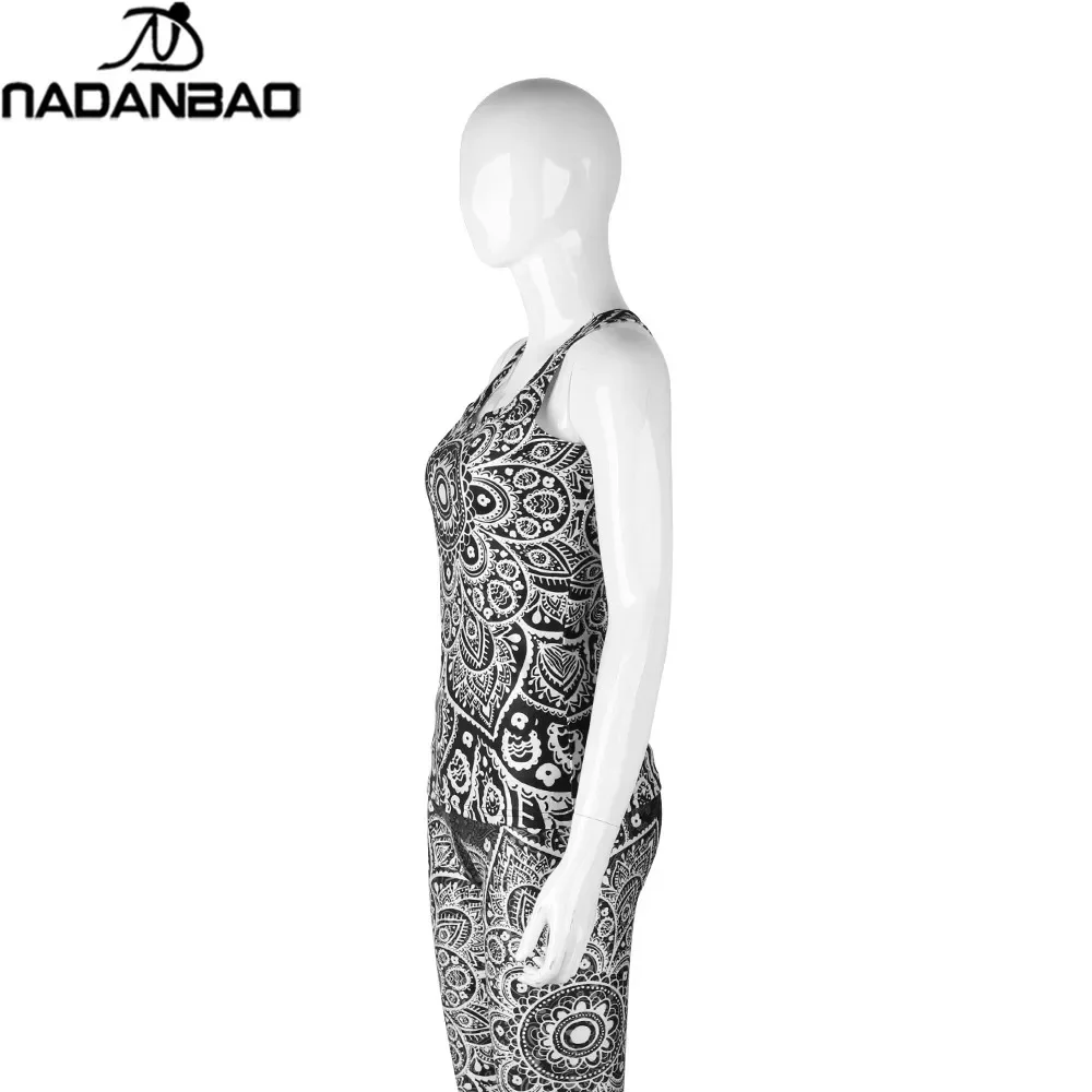 NADANBAO 2024 druk cyfrowy Mandala Tank topowy Tshirt aztecki okrągły Ombre z okrągłym dekoltem Top bez rękawów T shirt damski — zdjęcie 6