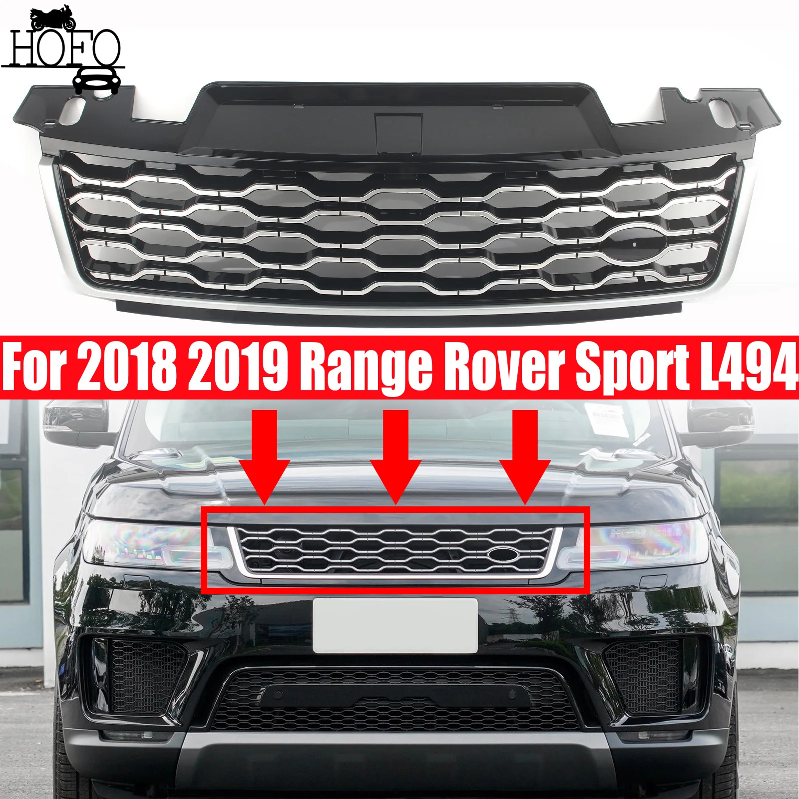

Car Front Bumper Grille Centre Panel Upper Grill For 2018 2019 Range Rover Sport L494
