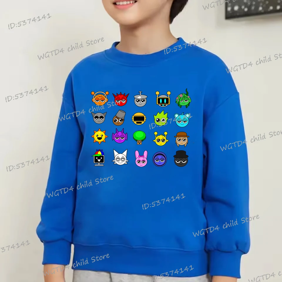 Sprunki Horror Game Incredibox Sweatshirt For Boys and Girls Long Sleeve Hoodless Pullover Casual Kids Cartoon Sprunki Tracksuit