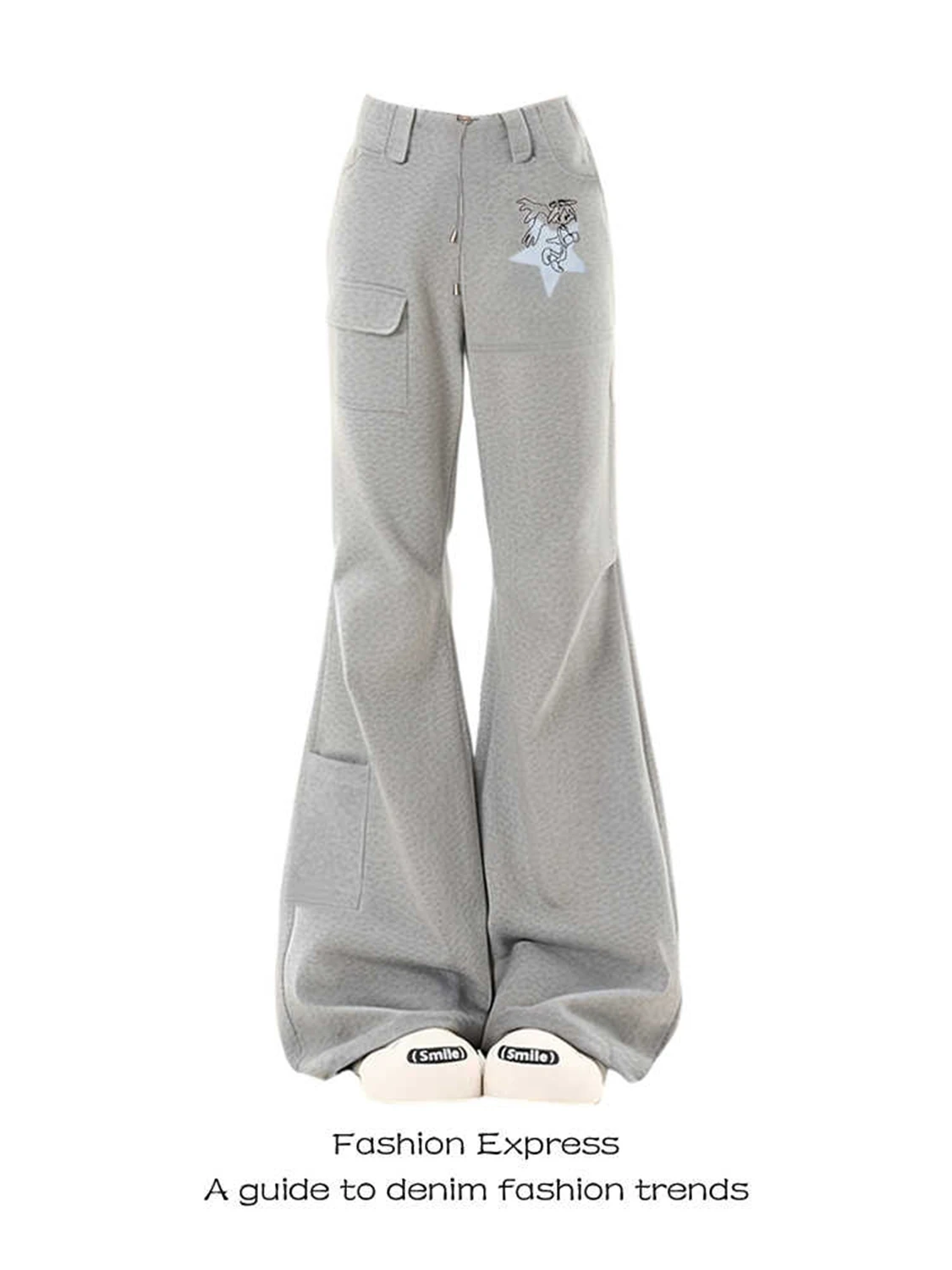 

Women's Grey Baggy Pants Oversize Sweatpants with Elastic Band Harajuku Japanese 2000s Style Vintage Y2k Dance Trousers Clothes