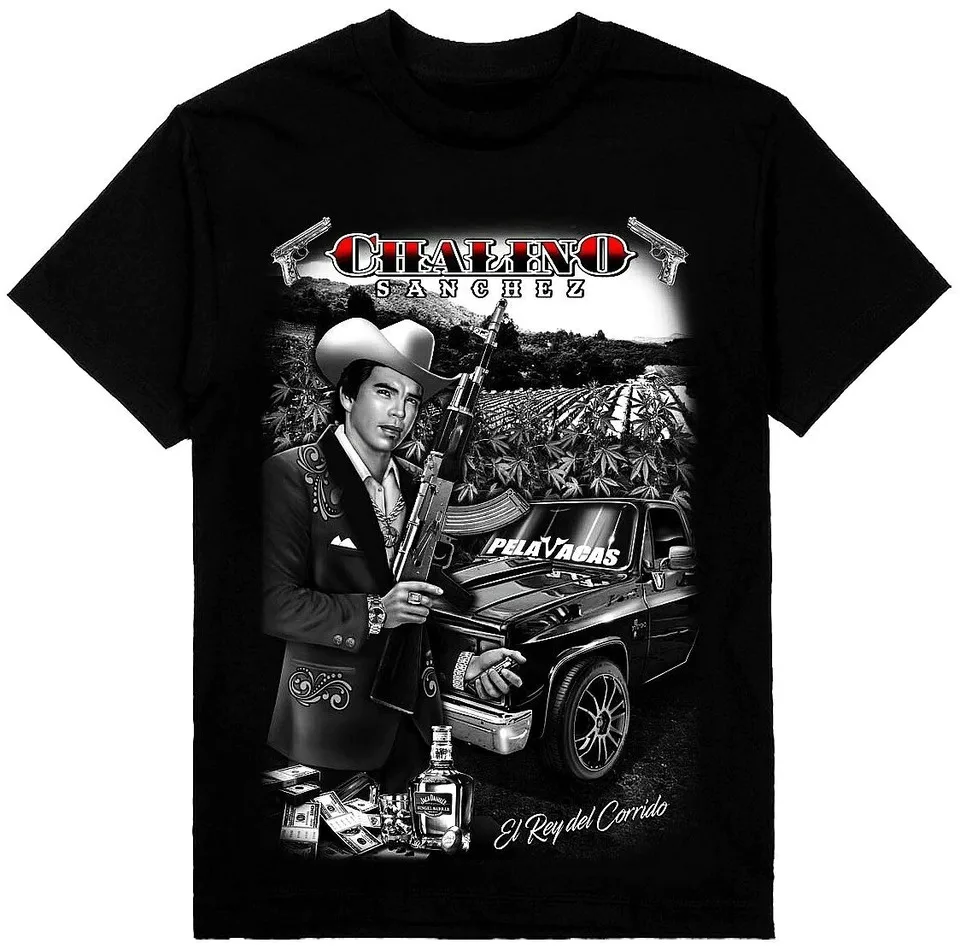 

Хлопковая черная футболка Chalino Sánchez