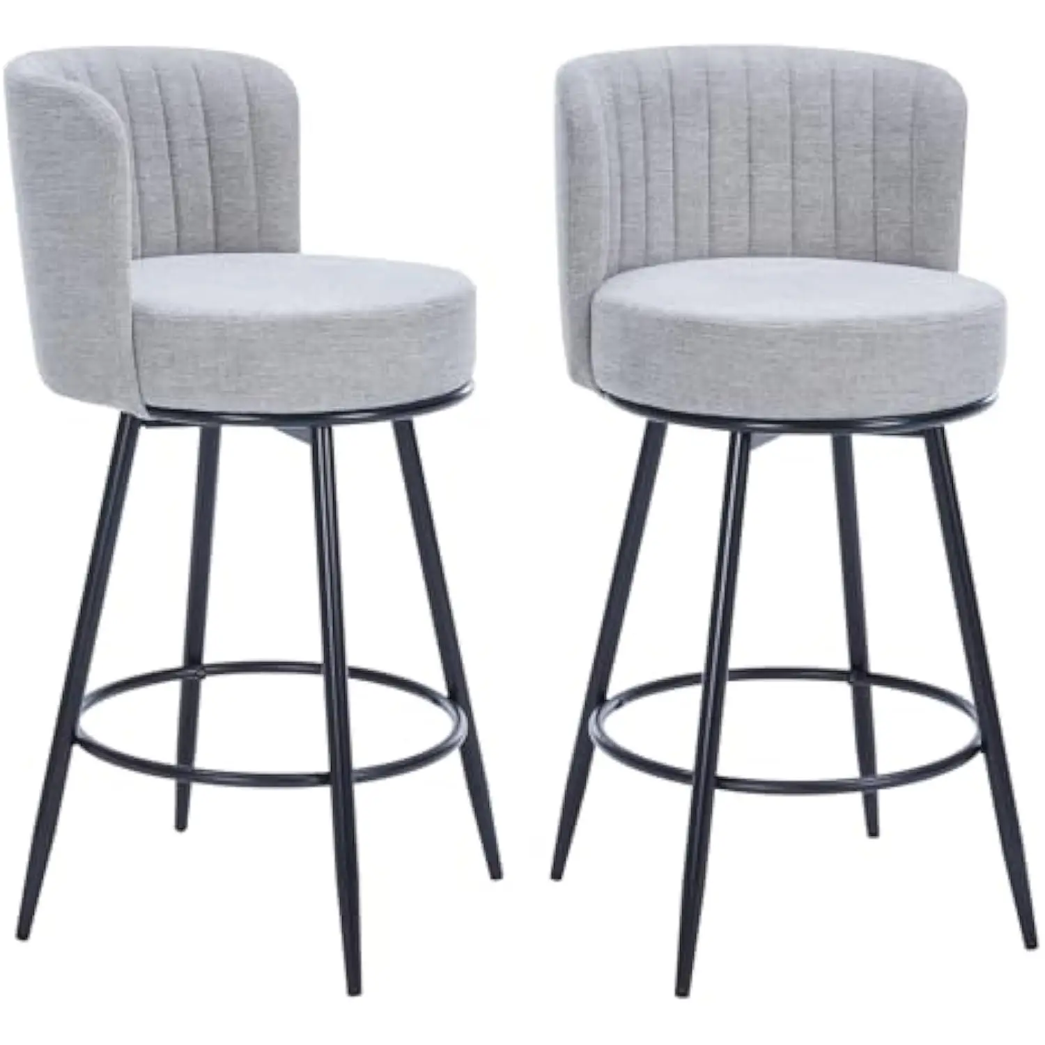 

27 Counter Height Swivel Stools Set of 2 with Back, Upholstered Linen Fabric Bar Stools for Kitchen Island, Modern Counter Heig