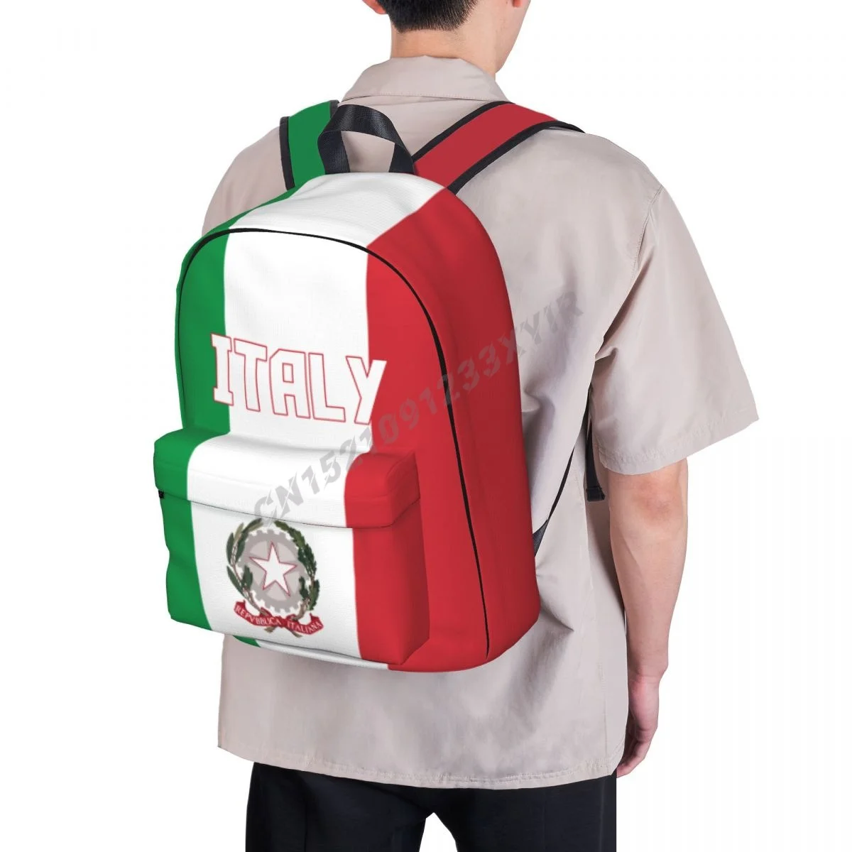 حقيبة ظهر للجنسين بعلم إيطاليا حقيبة مدرسية بغرزة إيطالية حقيبة ساعي البريد حقيبة كمبيوتر محمول حقيبة سفر هدية Mochila #6