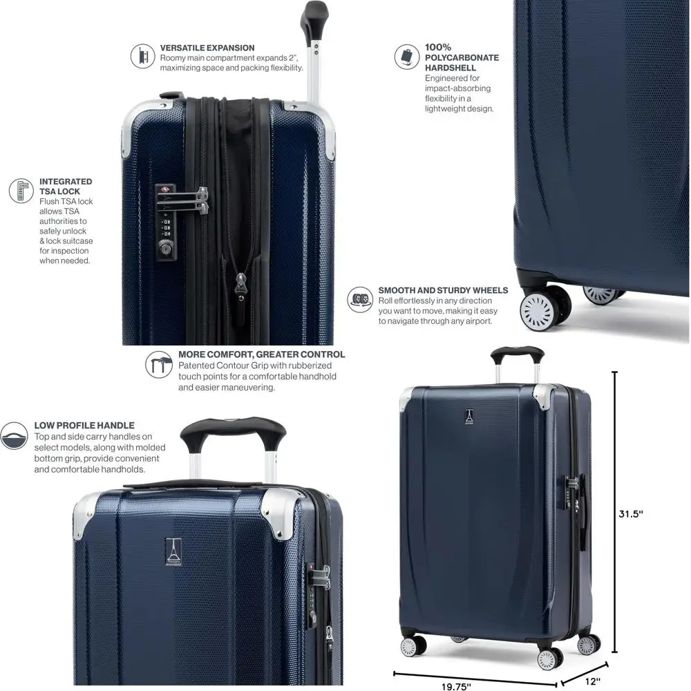 

Expandable Hardside Luggage with 8 Spinner Wheels, Lightweight 28 Inch Suitcase, Royal Blue