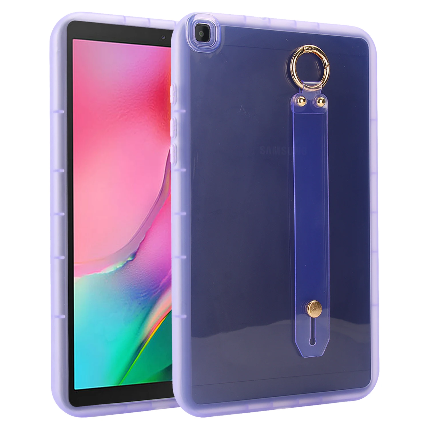 

For Samsung Galaxy Tab A 8.0 (2019) SM-T290 (Wi-Fi) / SM-T295 (LTE) Case Shockproof TPU Tablet Cover with Wristband - Purple