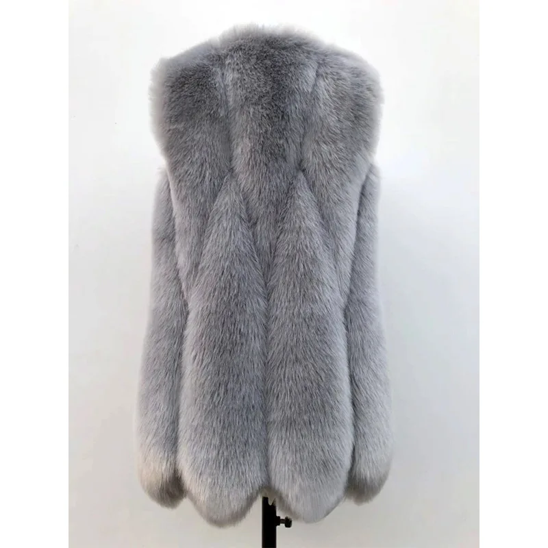 Long Faux Fur Coat Women Autumn Winter Large Jacket Overcoat White Turn Down Collar Pockets Thick Coat Warm Jackets Maxi Coats
