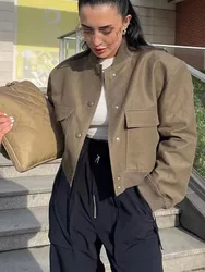 TRAF-chaqueta negra elegante para mujer, abrigo corto ajustado de manga larga, Tops Chic informales, ropa de calle, envío gratis, 2023