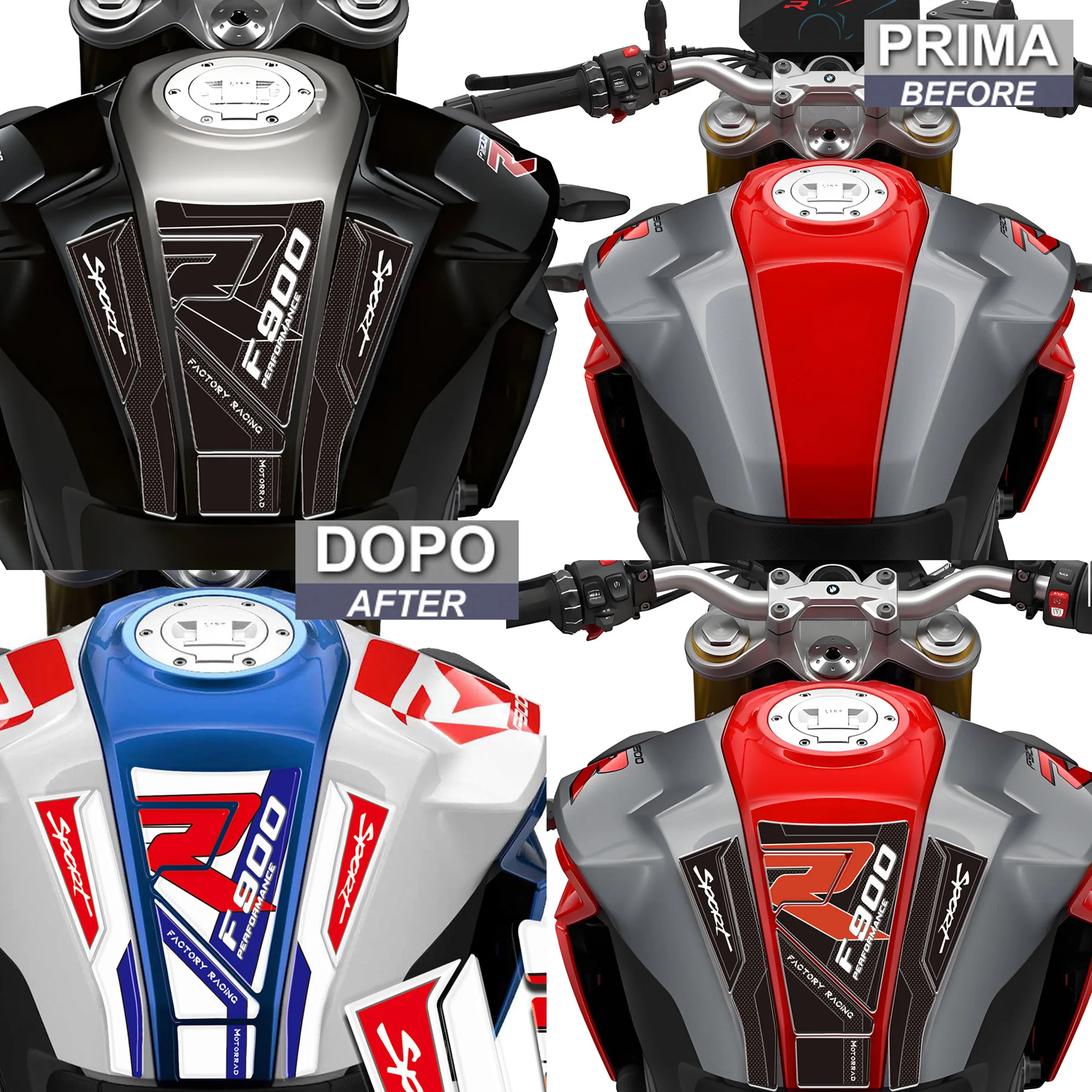 3D Gel Resin Tank Pad Sticker Decoration and Protection of Motorcycle Tank Compatible with BMW F900R F900 R F 900R