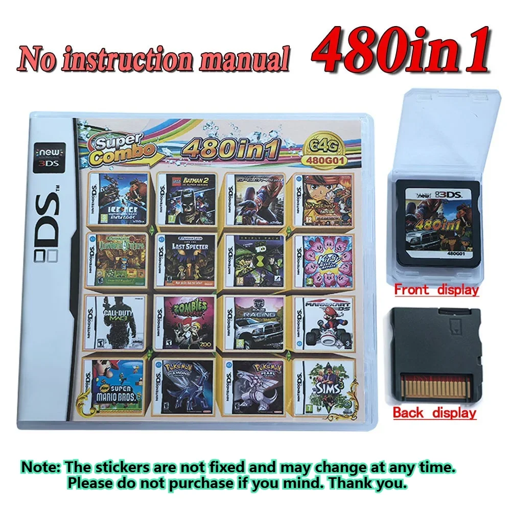 482-in-1 compilatie DS NDS 3DS 3DS NDSL Game Cartridge-kaart Videogame Handheld Player Game Card (R4-kaart)