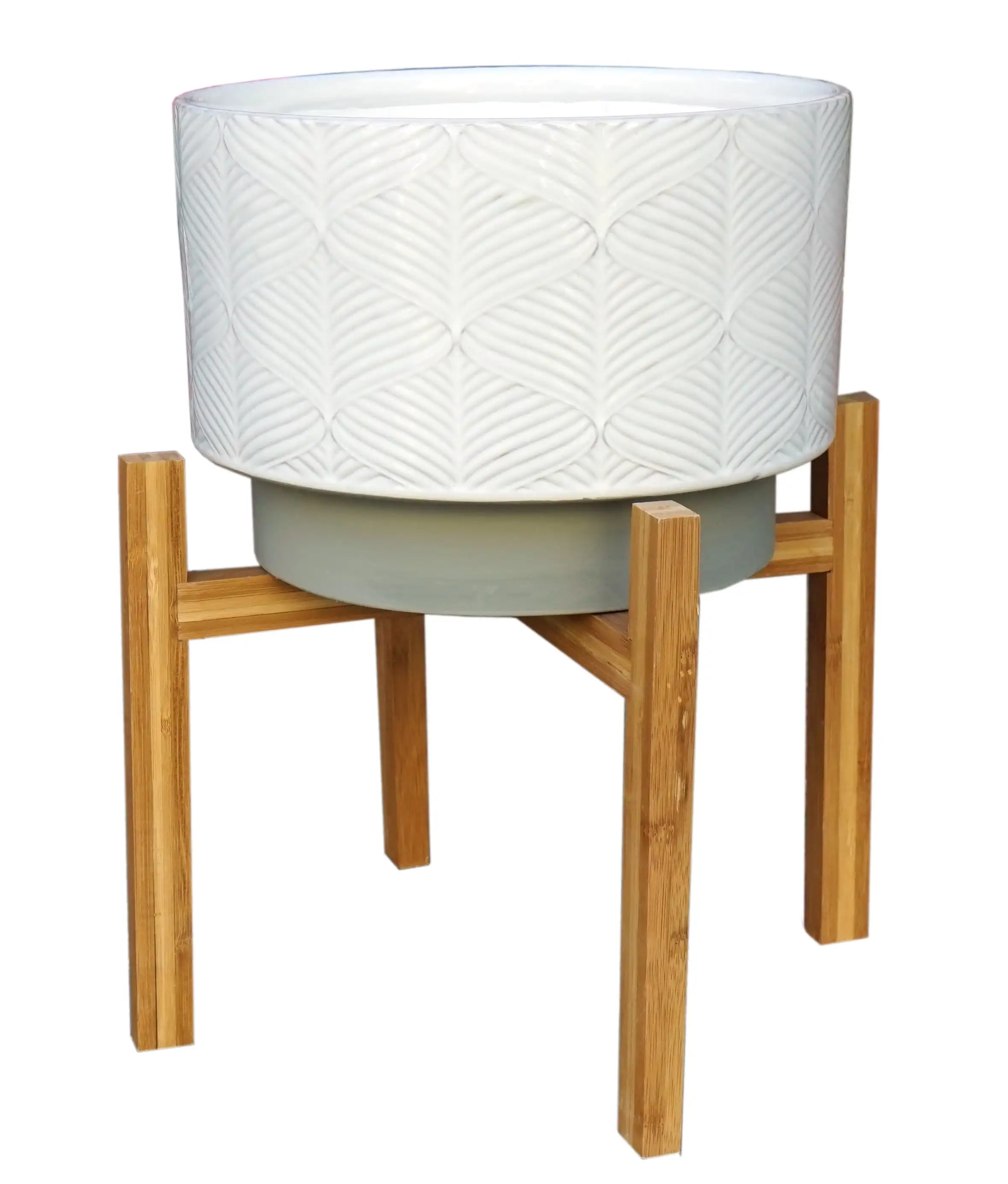 

Better Homes & Gardens 11in Kennewick Ceramic Planter With Stand, Ivory