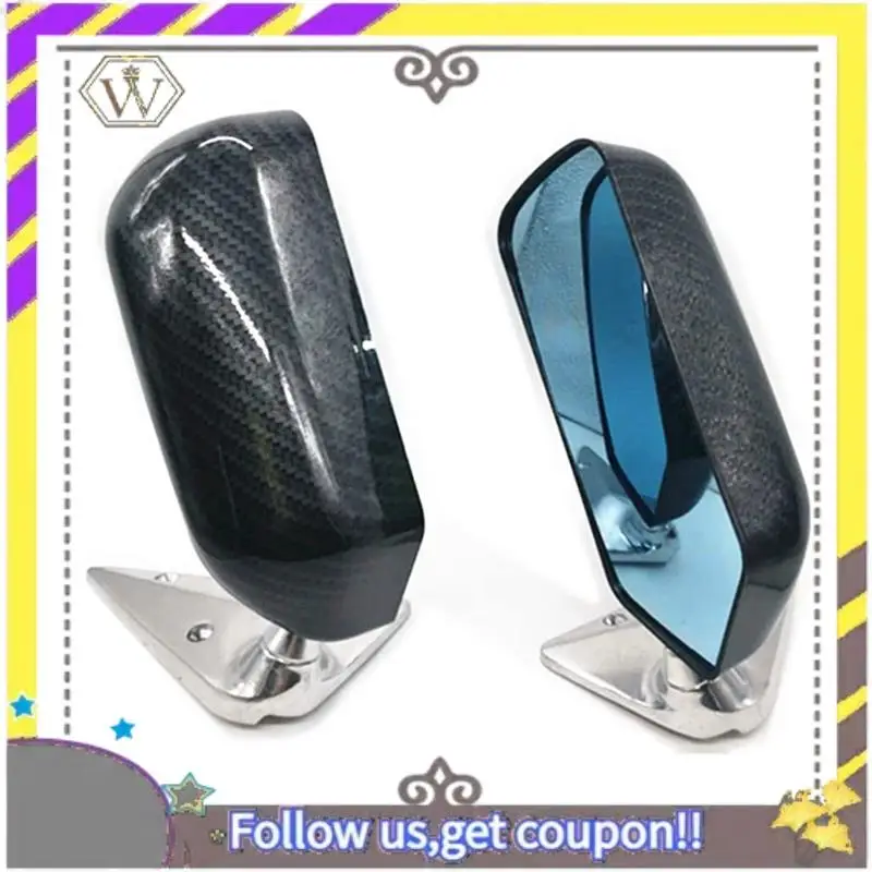 ABXV-2PCS Universal Car Rearview Side Mirror Craft Square F1 Style With Blue Mirror Surface Metal Bracket Rear View Mirror
