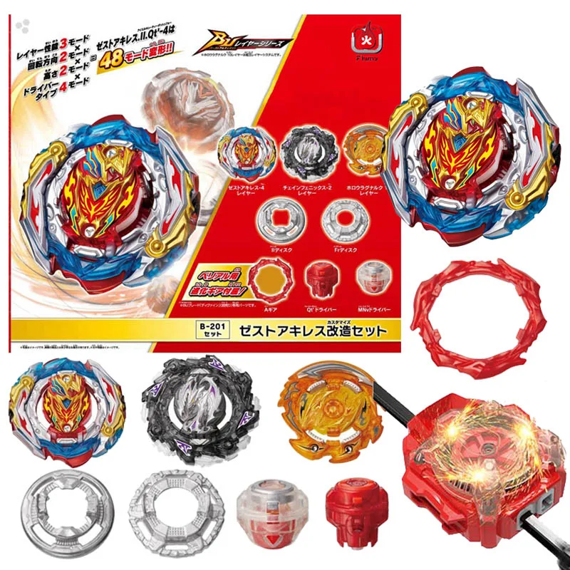 Box Set B-201 Zest Achilles Customize Set DB Dynamite Battle B201 Spinning Top with Custom Launcher Box Kids Toys for Children