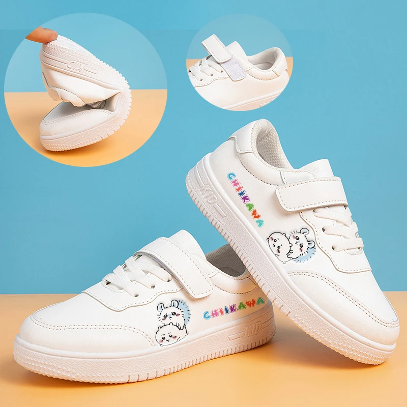

ChiiKawas Boy Girl Sneakers New Cartoon Pattern Sport Shoes Casual Board Shoes Leather Soft Soled boys girl Small White Shoes