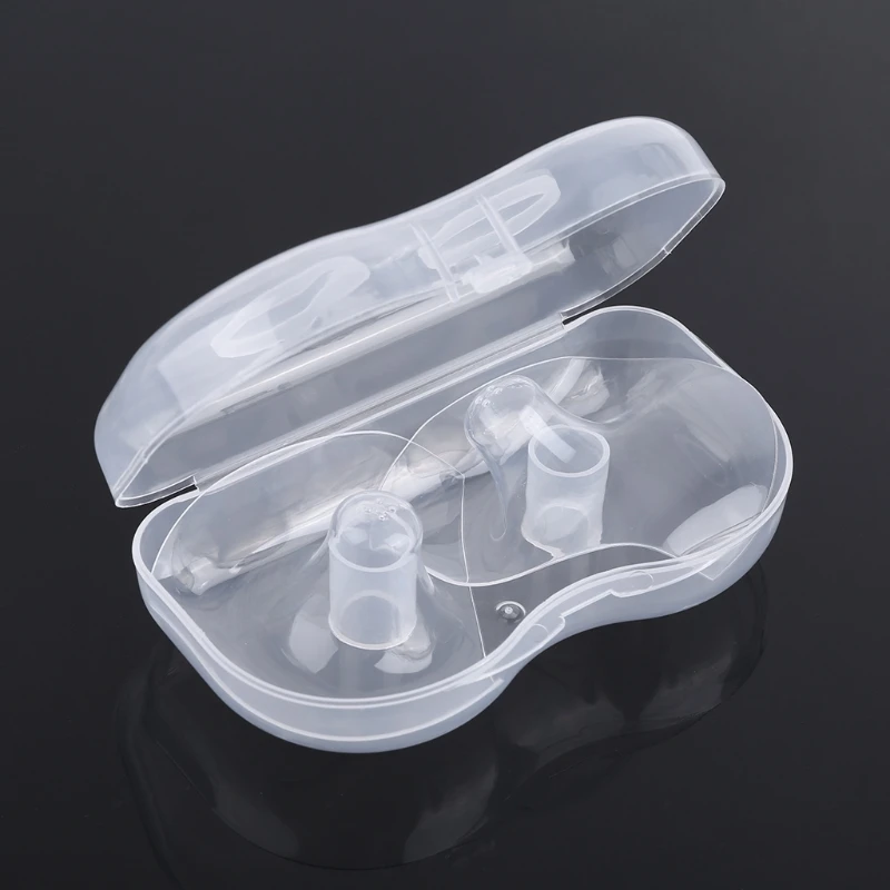 2Pcs Ultra-thin Soft Silicone Nipple Shield Protector Baby Breast Milk Feeding Conical with Carrying for Case W3JF