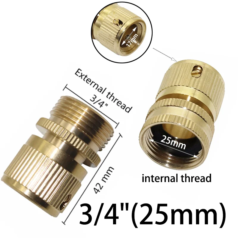 1 Pcs 3/4 Inch Male Female Thread Copper Quick Connector Garden Water Connection Accessories Car Washing Pipe Fittings