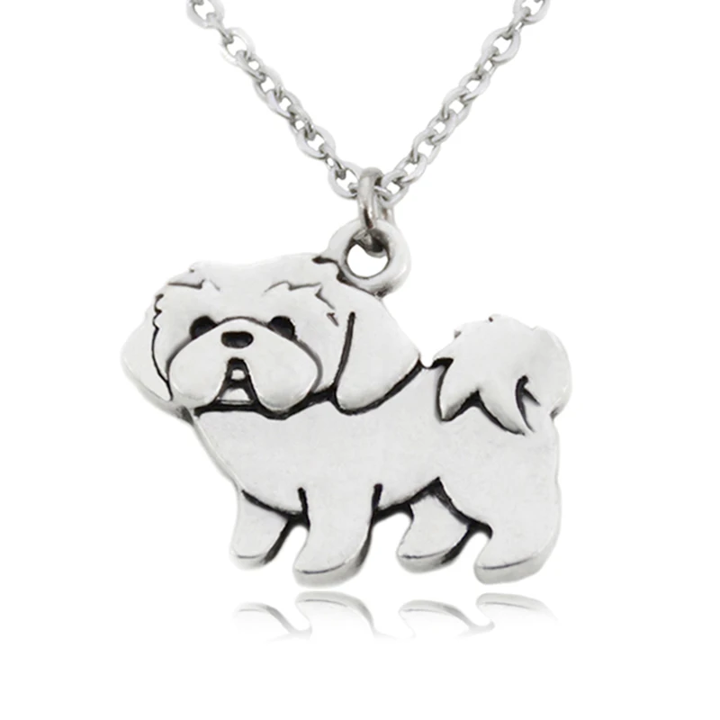 Fei Ye Paws Vintage Boho Shih Tzu Dog Charm Pendant Necklaces For Girls Pendant Stainless Steel Chain Animal Necklace Women