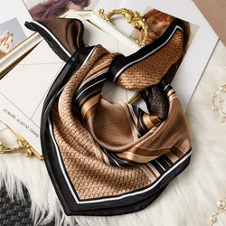 2024 Fashion Luxury Brand 70cm Silk Square Scarf Women Satin Neck Tie Female Hair Bandana Headkerchief Shawl Wrap Hijab Echarpe